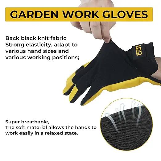 HLDD HANDLANDY Mens Leather Gardening Gloves, Utility Work Gloves for Gardening, Yardwork, Construction, Mechanics by GreenHaven Gardens