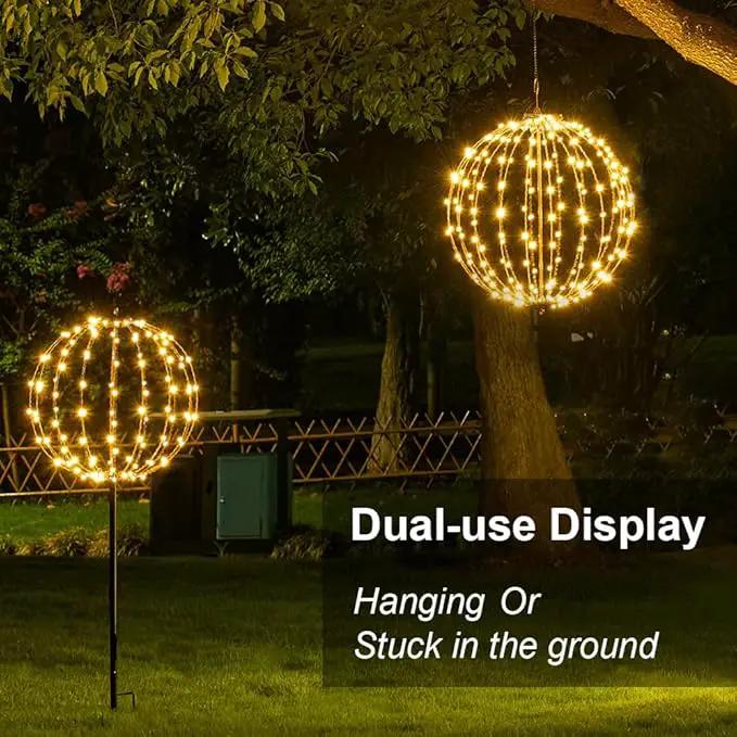 LIGHTSHARE 16IN 128LED Light Ball Yard Decoration Pathway Lights Sphere Light with Fold Flat Metal Frame Indoor Outdoor Waterproof Garden Lights, Plug in by GreenHaven Gardens