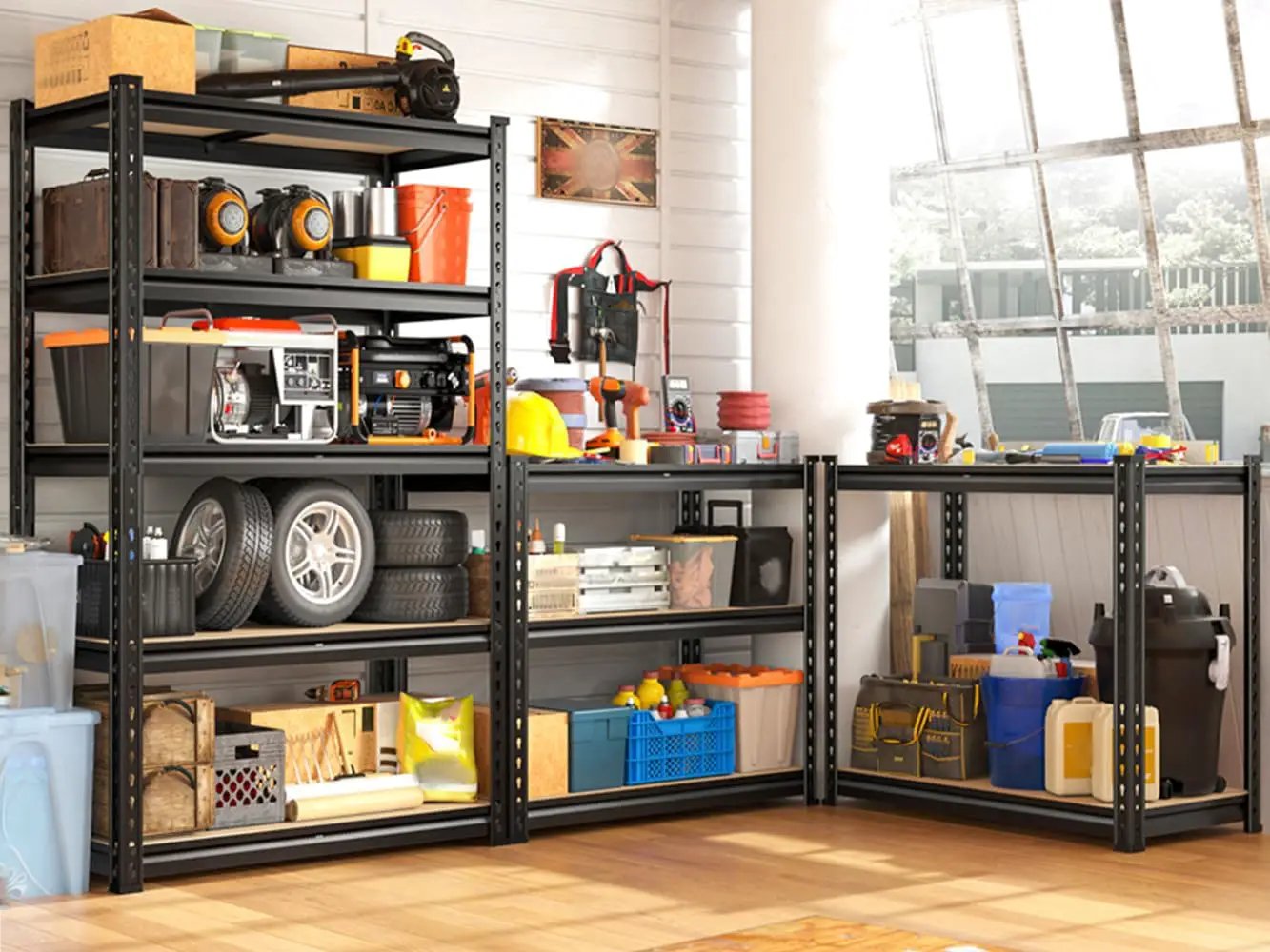 REIBII Set of 2 Storage Shelves 5 Tier Garage Shelving Heavy Duty Metal Shelving 2000LBS Garage Shelves Adjustable Metal Shelf for Kitchen Warehouse Pantry Closet, 27.6" W x 11.8" D x 60" H by GreenHaven Gardens