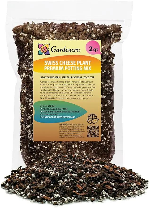 Premium Swiss Cheese Plant Potting Mix - Monstera Deliciosa Blend for Optimal Nutrients and Drainage for Healthy Growth - 2 Quart by GreenHaven Gardens