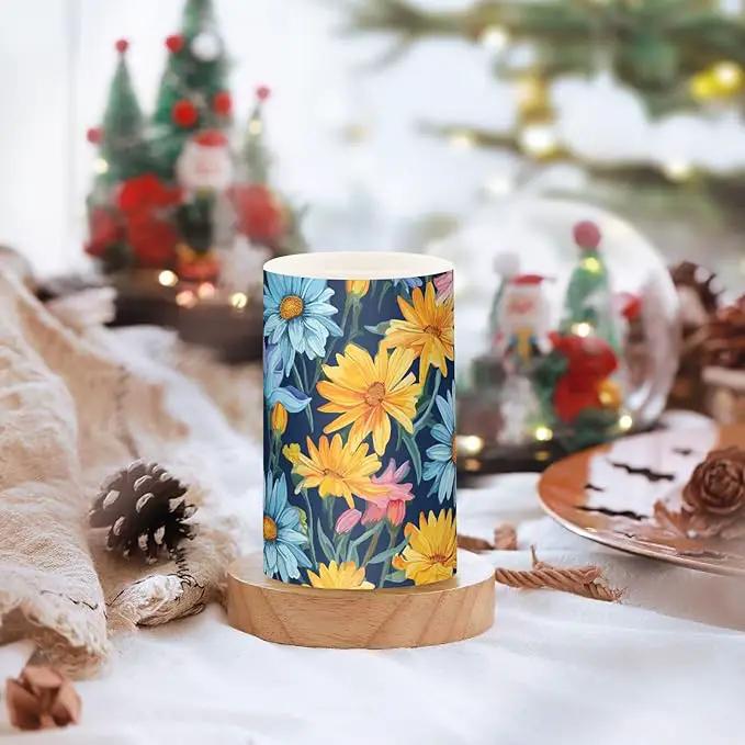 Flickering Flameless Candles, Daisy Flowers Botanical LED Candles with Remote Timer, Set of 2 Battery Operated Candle for Valentine Wedding Birthday by GreenHaven Gardens