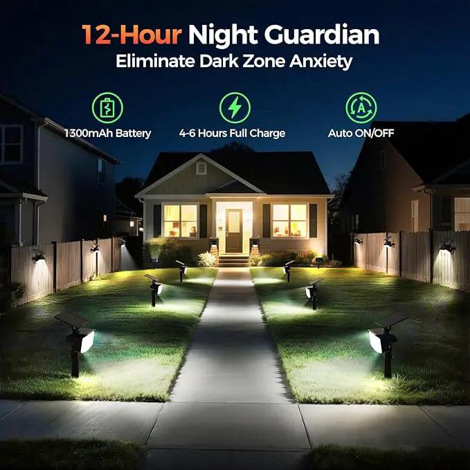 Solar Spot Lights Outdoor, 92 LEDs Landscape Lighting with 3 Lighting Modes and Auto On/Off, IP67 Waterproof Spotlights, Outdoor Solar Lights for Yard Garden, 2 Pack (Cool White) by GreenHaven Gardens