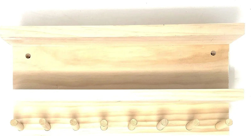 Full Size Baseball Bat Rack Display Case 4-7 Bats 8 Balls Natural Finish Wall Mount by GreenHaven Gardens