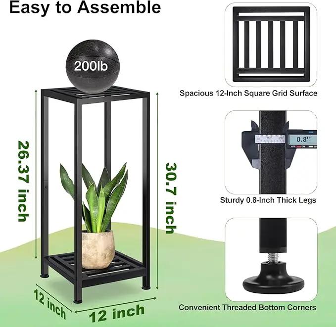 Plant Stand Indoor Outdoor Heavy Duty Wrought Iron Pedestal Stands Metal Plant Stand Decorative Flower Stand for Patio Garden Deck Living Room by GreenHaven Gardens