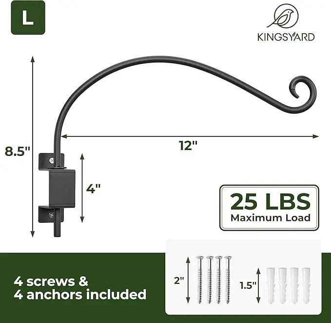 Kingsyard Swivel Plant Hangers Outdoor - 16 Inch Heavy Duty Wall Plant Hooks for Hanging Plant Baskets Bird Feeder Lanterns Wind Chimes by GreenHaven Gardens