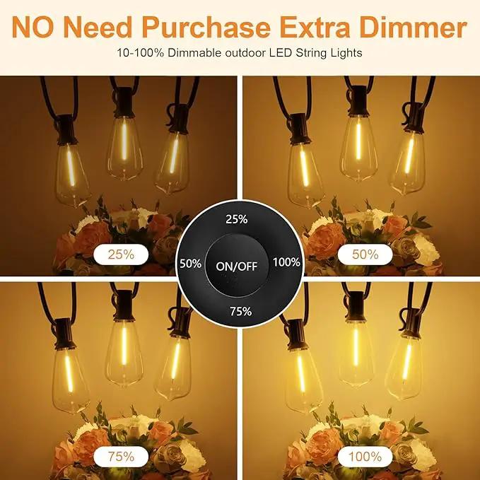 150FT Outdoor String Lights with Remote, Garden Patio Decor with 2500K Warm White, 75+3 LED Edison Bulbs, Support Timer Dimmable Waterproof Shatterproof for Yard Outside Porch Deck Backyard by GreenHaven Gardens
