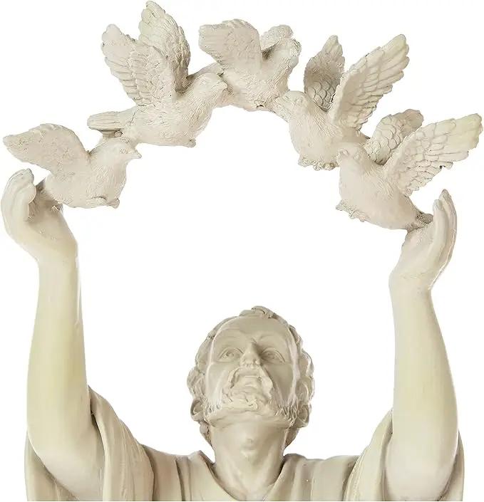 Design Toscano Francis of Assisi Doves of Peace Religious Garden Statue, 7 inches wide, 25 inches tall, Cast Stone Resin, Antique Stone Finish by GreenHaven Gardens