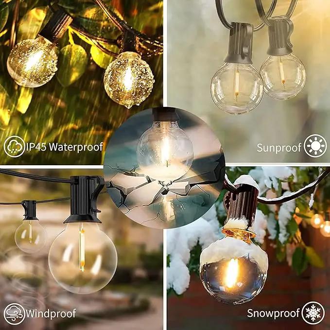 Svater Outdoor String Lights 200 FT, Patio Lights with 104 Shatterproof LED Bulbs, Commercial Grade Waterproof Plastic Hanging Light for Bistro Backyard Cafe Market, Warm White 2700K (2 X 100 FT) by GreenHaven Gardens
