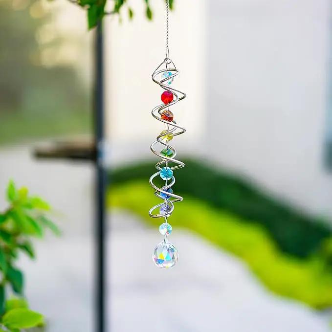 H&D HYALINE & DORA Sun Catchers for Windows,Crystal Sun Catcher with Seven Chakra Beads,Decorative Wind Spinner Tail Suncatcher for Indoor Christmas Decoration17.7in by GreenHaven Gardens