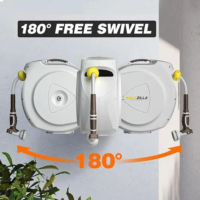 Retractable Garden Hose Reel, 1/2 in 75+6ft, Heavy Duty Wall Mounted Water Hose Reel, Spring power Automatic Rewind, Any Length Lock, 180° Swivel Bracket, 10 Pattern Spray Nozzle by GreenHaven Gardens