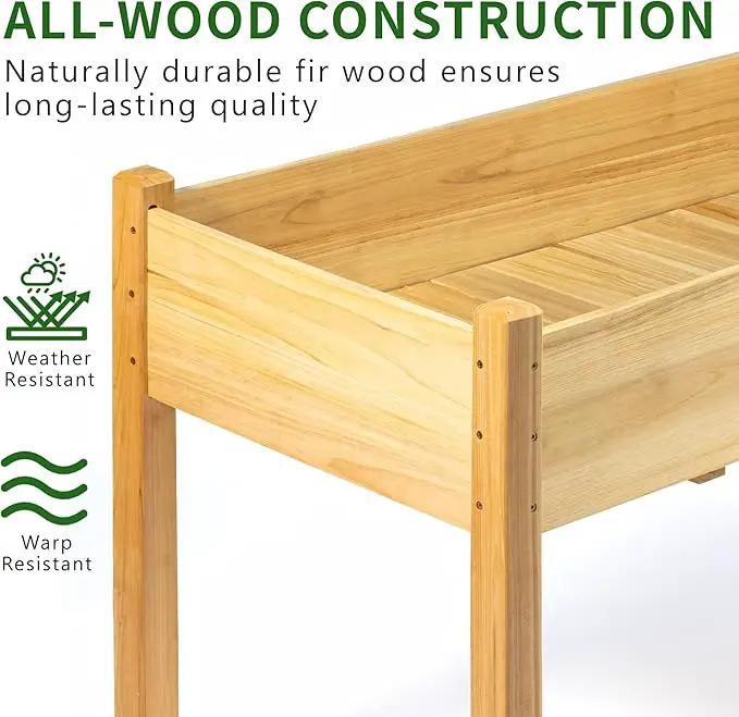 Premium Fir Wooden Raised Garden Bed with Four Legs for Backyard and Balcony Gardening,Suitable for Indoor and Outdoor use,49.5''×23.5''×30'' by GreenHaven Gardens