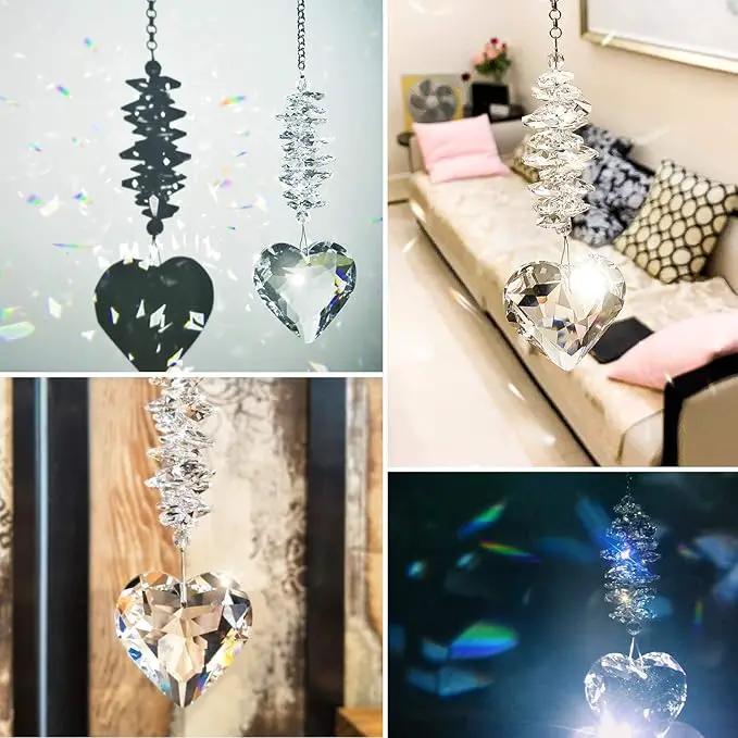 Shario 45mm Clear Glass Heart Crystal Ball Prism Pendant, Suncatcher for Windows, Outdoor Garden Hanging Décor, Gifts for Women, Mom by GreenHaven Gardens