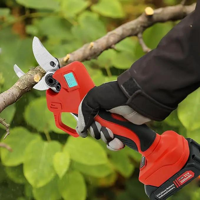 Electric Pruning Shears, 50mm 1.96" Cutting Diameter Cordless Power Pruner with 2Pcs Rechargeable Batteries, Tree Branch Cutter with SK7 High Carbon Steel Blade for Gardening Pruning by GreenHaven Gardens