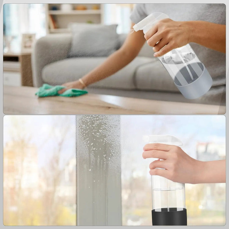2 Pack Glass Spray Bottles with Silicone Sleeve, 16 oz Empty Refillable Containers with Adjustable Spray Nozzles, Spray Bottles for Hair, Cleaning Solutions and Plants Black&Grey by GreenHaven Gardens