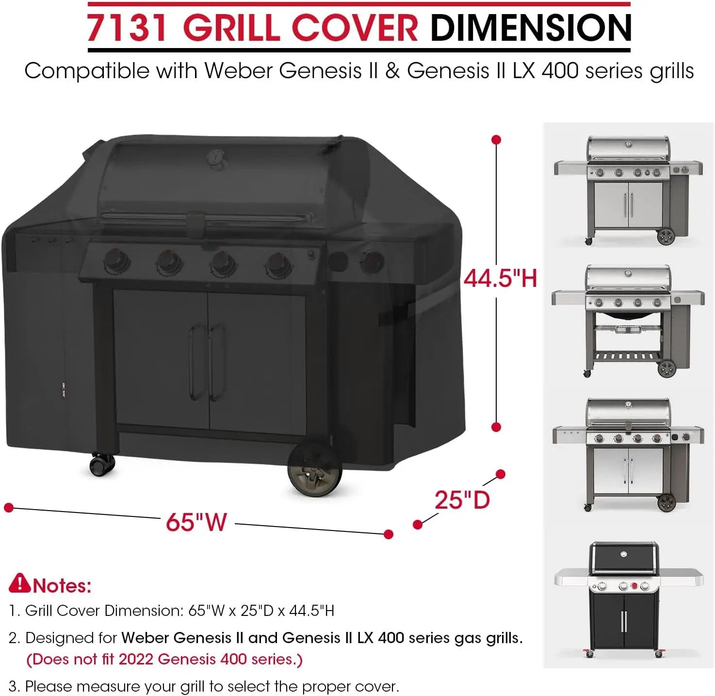 Unicook 65 Inch Grill Cover for Weber Genesis II 400 Series, 4 Burner BBQ Cover for Outdoor Grill, Heavy Duty Waterproof Fade Resistant, Compared to Weber 7131 by GreenHaven Gardens