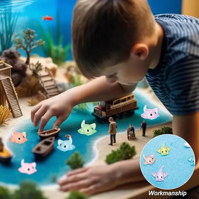 60 Pcs Miniature Sting Ray Figurines Mini Manta Ray Figure Realistic Resin Sting Ray Cake Topper Mini Sting Ray Sea Animal Figurine for Fairy Garden Micro Landscape Decor Cake Topper by GreenHaven Gardens