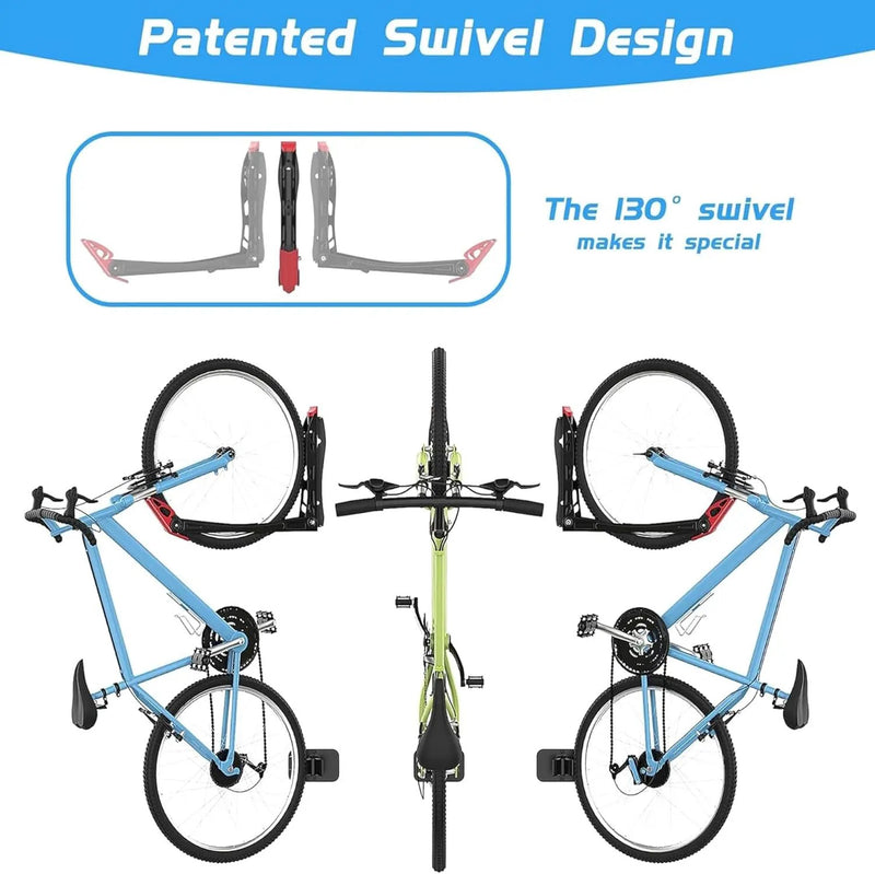 WALMANN BIKEPAL No Lifting Wall Mounted Swivel Bike Rack, Bike Wall Hangers for Garage Space Saving Vertical Bike Storage(1 Pack) by GreenHaven Gardens