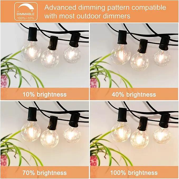 Outdoor String Lights 200FT Waterproof Globe String Lights with 104 Shatterproof G40 LED bulbs, Dimmable Connectable Patio Light String Lights for hanging Bistro Backyard Gazebo,2-Pack x 100ft by GreenHaven Gardens