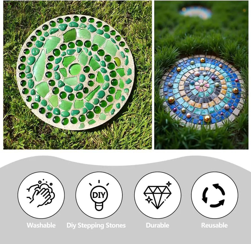 6 Pcs Round Stepping Stone Molds, 3 Size Reusable Cement Molds for Concrete, 8''/9.4''/ 10.8'' Plastic Concrete Mold for Casting Garden and Walkway by GreenHaven Gardens