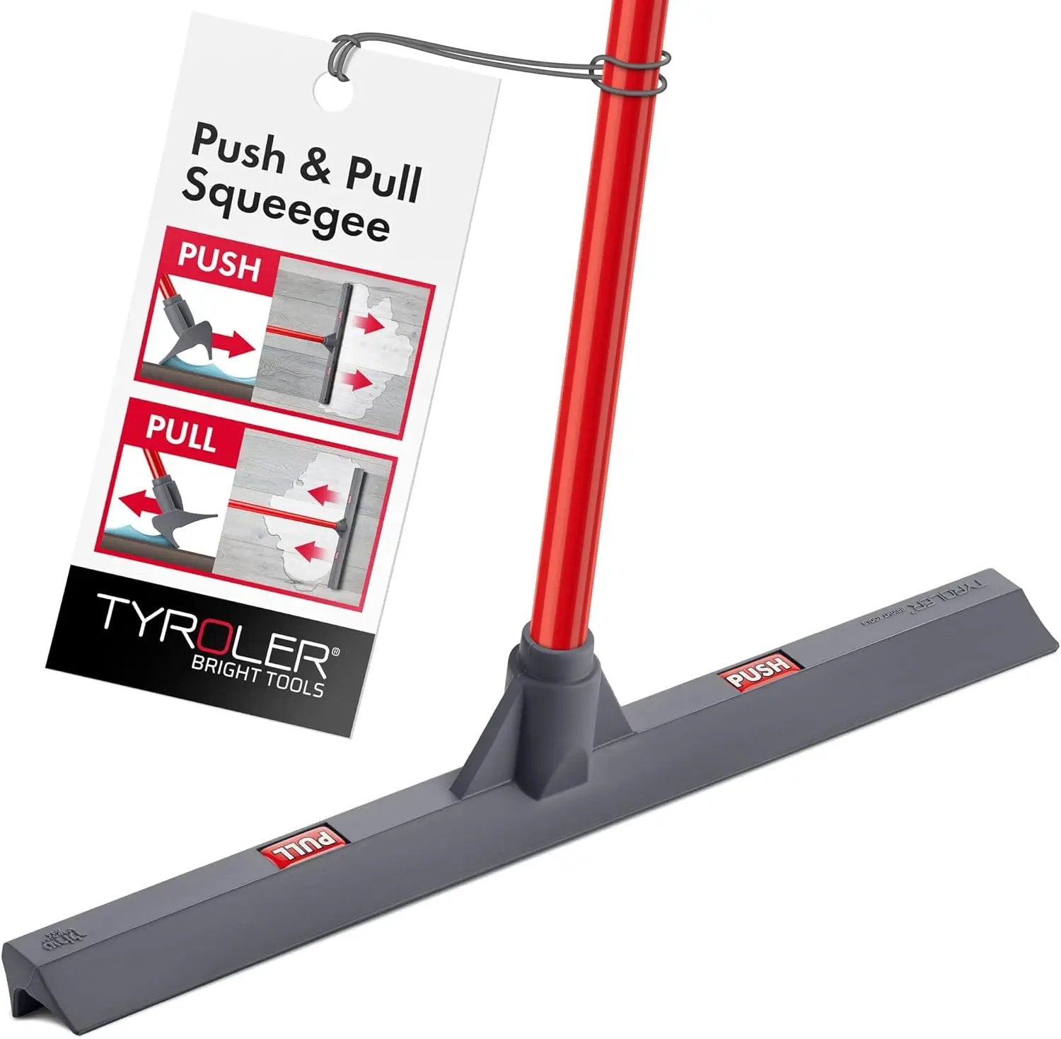 Tyroler Floor Squeegee for Concrete Floor, 17" Heavy Duty Squeegee for Floor, Squeegee Broom for Floor with 55" 4 Part Handle Perfect for Tiles, Marble, Garage, Deck, Patio, Bathroom, Shower, Window by GreenHaven Gardens