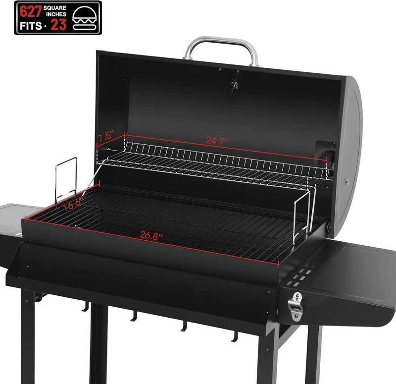 Royal Gourmet CC1830T 30-Inch Barrel Charcoal Grill with Warming Rack & Front Storage Basket, Outdoor BBQ Grill with 627 sq. in. Grilling Area for Backyard Barbecue Cooking Party, Black by GreenHaven Gardens