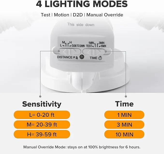 UME 2 Pack 5500LM LED Security Lights Motion Sensor Light Outdoor, 49W, 5000K Daylight, IP65 Waterproof, Dusk to Dawn, 3 Head Motion Detected Flood Light for Garage, Yard, Porch (White) by GreenHaven Gardens