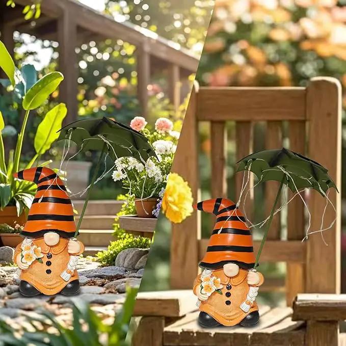 Garden Gnomes Outdoor Statues Decorations - Solar Gnome Figures with Umbrella Lights,Gnome Ornaments,Outside Patio Lawn Yard Art Decor,Funny Garden Gnomes Gifts for Women/Mom Birthdays by GreenHaven Gardens