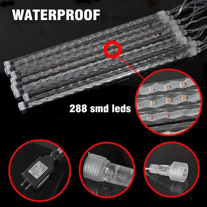 TW SHINE Christmas Meteor Shower Lights Outdoor, 864 LED 12" 24 Tubes Waterproof Christmas Lights Outdoor Plug in, Snow Falling Rain Icicle Xmas Lights Decorations, Blue by GreenHaven Gardens