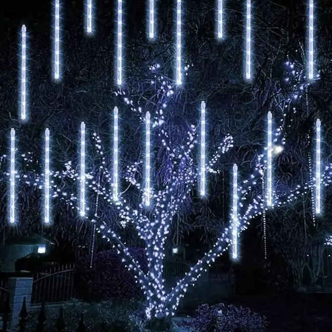 TW SHINE Christmas Meteor Shower Lights Outdoor, 864 LED 12" 24 Tubes Waterproof Christmas Lights Outdoor Plug in, Snow Falling Rain Icicle Xmas Lights Decorations, White by GreenHaven Gardens
