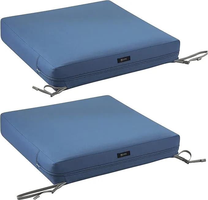 Classic Accessories Ravenna Water-Resistant 21 x 19 x 5 Inch Patio Seat Cushion, Empire Blue, Patio Loveseat Cushion by GreenHaven Gardens