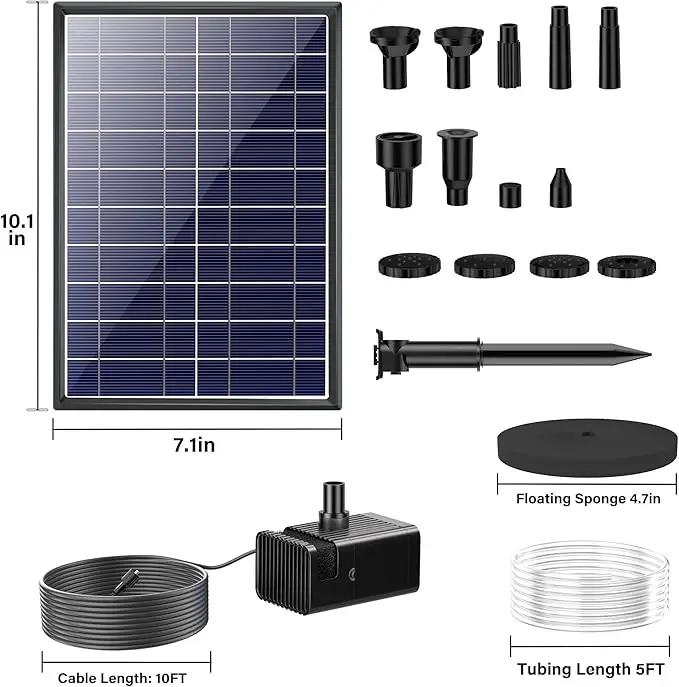 Biling 7.5W Solar Water Pump Outdoor, Solar Pond Pump Solar Fountain with DIY 5ft Tubing for Samll Ponds, Garden Pool and Bird Bath by GreenHaven Gardens