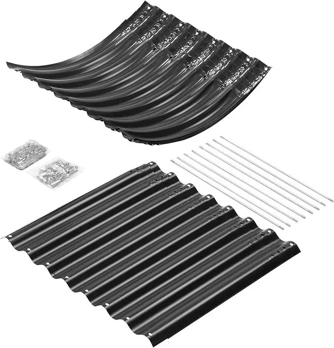 Land Guard 24“ Tall Galvanized Raised Garden Bed Kit, Galvanized Planter Garden Boxes Outdoor, Oval Large Metal Raised Garden Bed for Vegetables (Dark Gray, 4×2×2ft) by GreenHaven Gardens