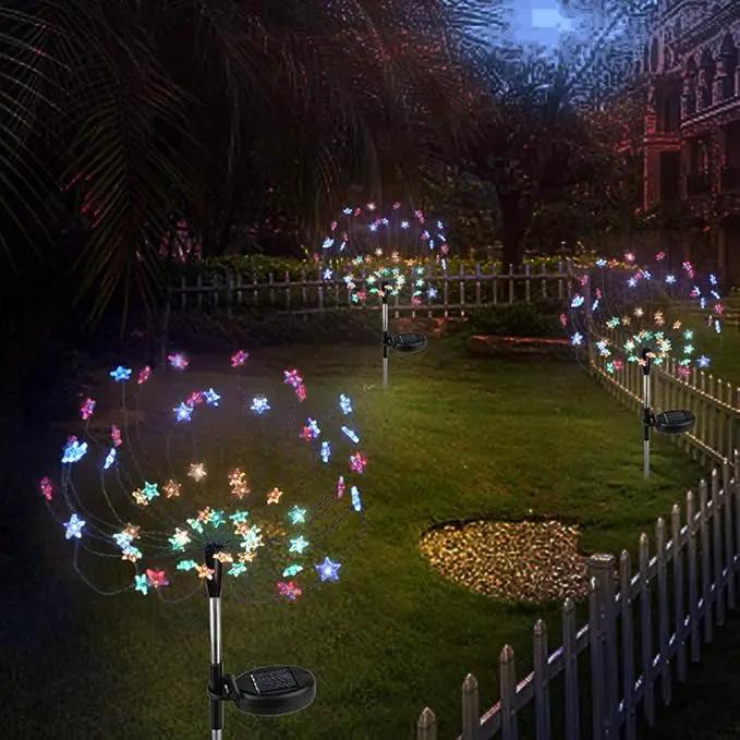 DIY Solar Garden Lights ETL Certified, Solid/Flash Color Changing LED Solar DIY Flowers Stars Lights Outdoor, RockyMars Waterproof Solar Powered Pathway Lights for Path Lawn Walkway Patio Yard, 2 Pack by GreenHaven Gardens