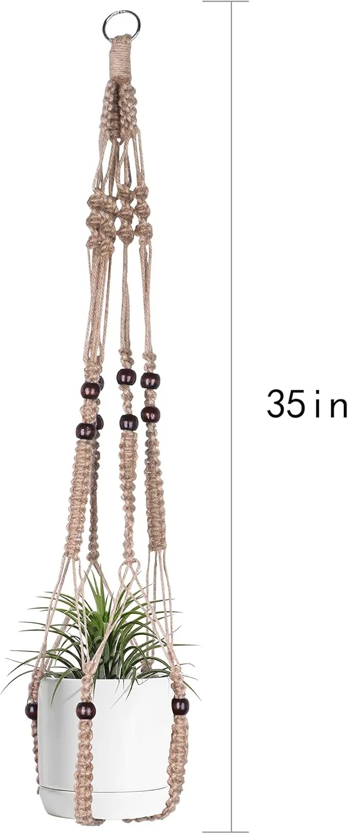 Macrame Plant Hanger Indoor Hanging with Wood Beads Macrame Planters No Tassel for Indoor Outdoor Boho Home Decor 35 Inch(Brown, 2) by GreenHaven Gardens