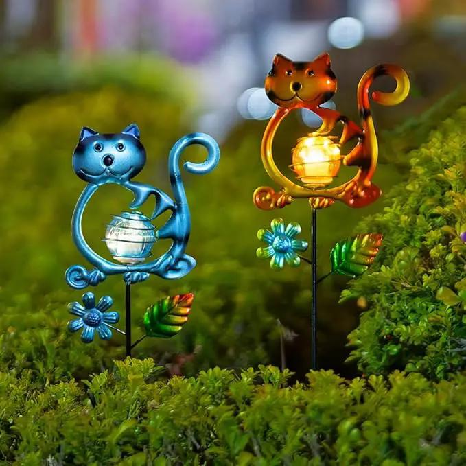 Solar Garden Lights Outdoor Decor,26.4''H Cat Figurine Light,Waterproof Decorative Garden Stakes for Lawn Patio Pathway, Solar Lights for Outside for Mom,Women,Cat Lovers by GreenHaven Gardens