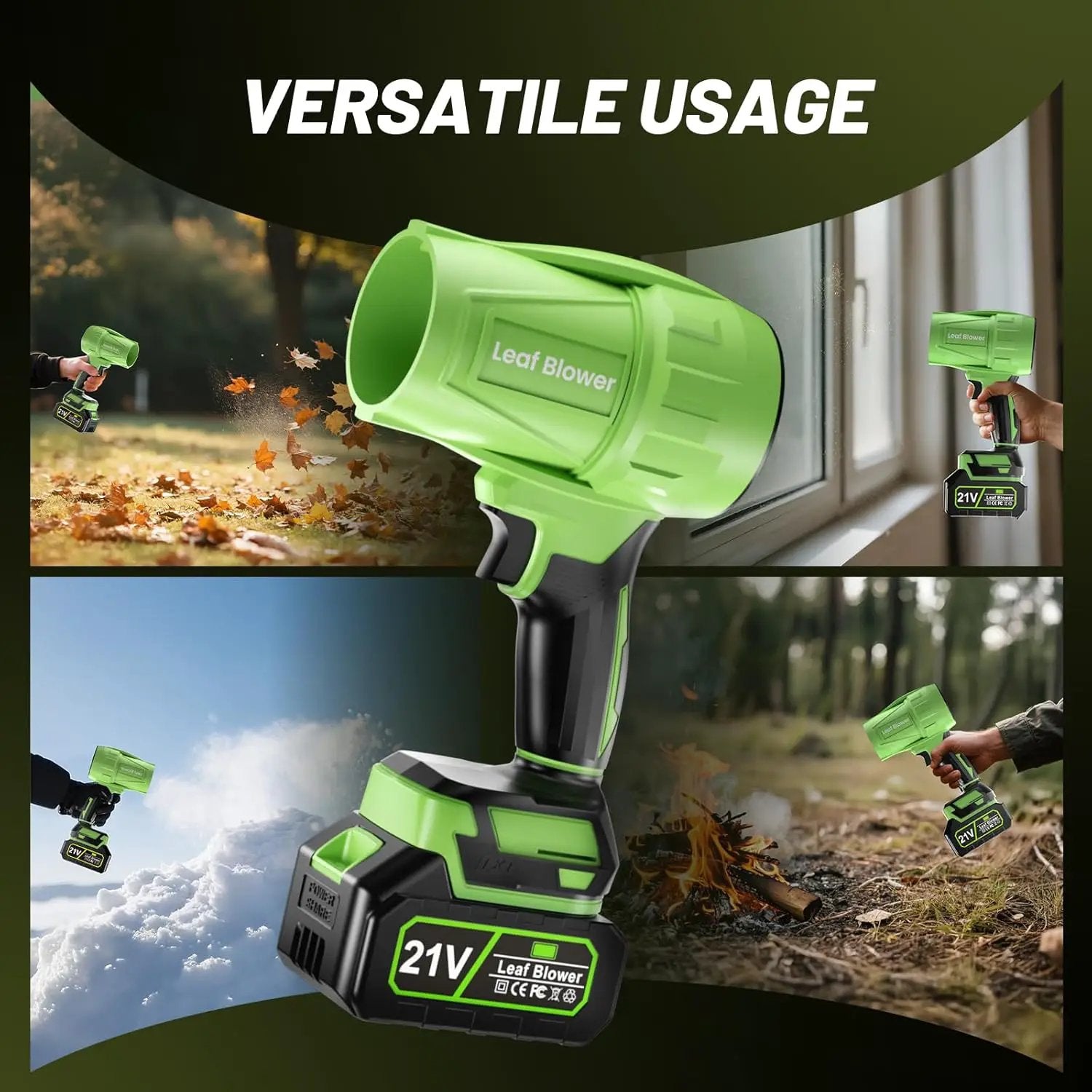 Leaf Blower Cordless with Battery and Charger, 550,000 RPM, Lightweight Handheld Design, Turbo Jet Blower for Lawn, Yard, Garage, Patio, and Sidewalk Cleaning. by GreenHaven Gardens