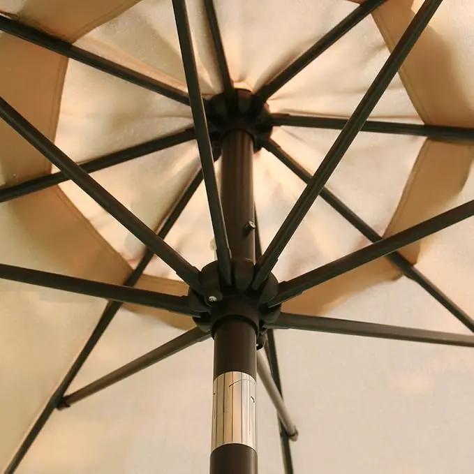 Sunnyglade 9' Patio Umbrella Outdoor Table Umbrella with 8 Sturdy Ribs (Tan) by GreenHaven Gardens