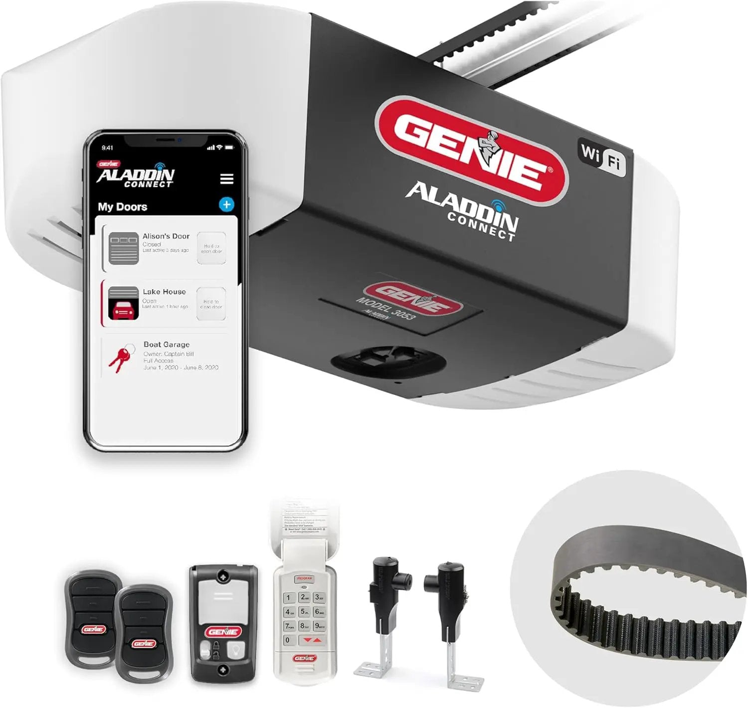 Genie QuietLift Connect – WiFi Smart Garage Door Opener with Added Wireless Keypad, ¾ HPC Smart Belt Drive – Compatible with Alexa and Google Assistant, Model 3053-TKV by GreenHaven Gardens