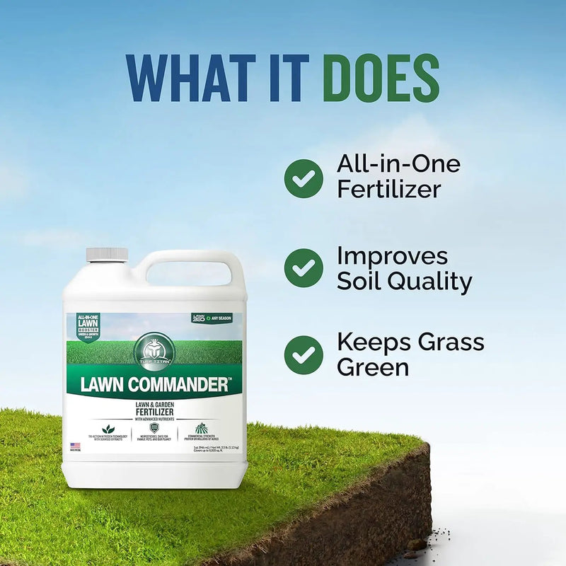 Turf Titan Lawn Commander – All-in-One Lawn Booster and Fertilizer (1 Gallon) – Peak Growth & Green Grass for All Seasons – Tri-Action Nitrogen Tech Fertilizer Concentrate – Covers up to 32,000 Sq Ft by GreenHaven Gardens