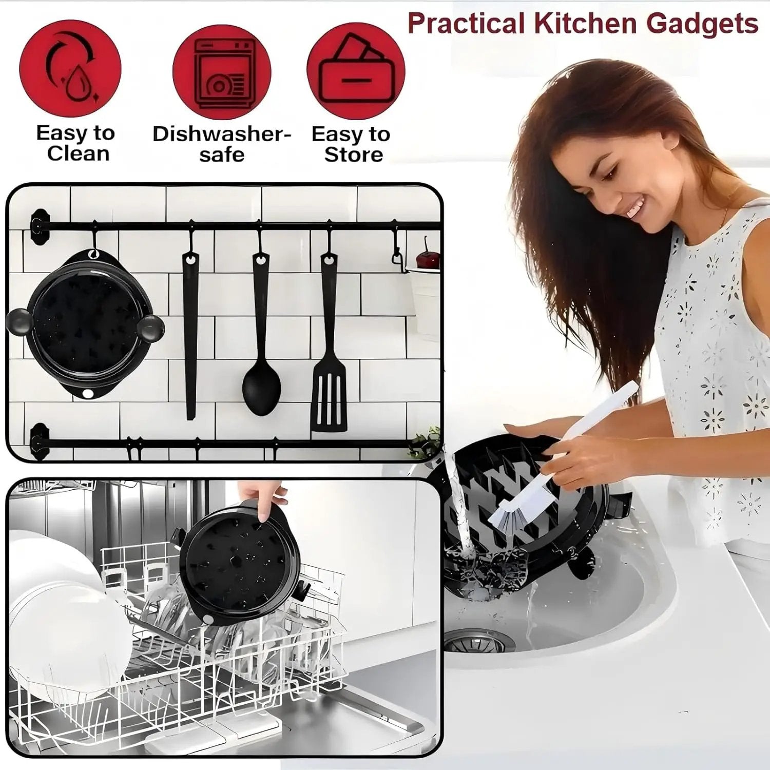 Chicken Shredder Meat Shredder Tool Twist Chicken Breast Shredder Large-Shredding Tools Chicken Breast, Pulled Pork, Beef with Stainless Steel Spikes (Black&Black) by GreenHaven Gardens