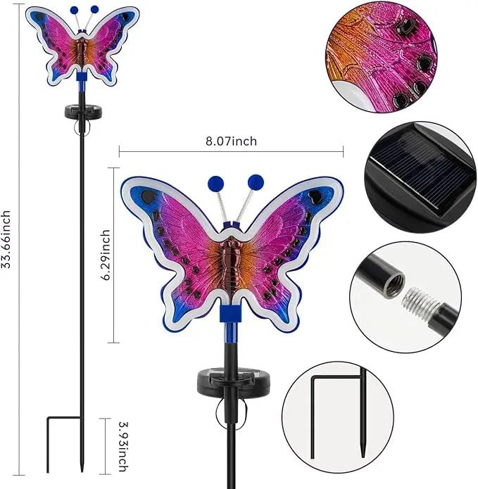 Solar Butterfly Lights, Butterfly Garden Solar Lights，Solar Lights Outdoor Decoration,Waterproof neon Outdoor lamp, Yard Patio Pathway Decor for Outside(Dark Blue, 2 Pack) by GreenHaven Gardens