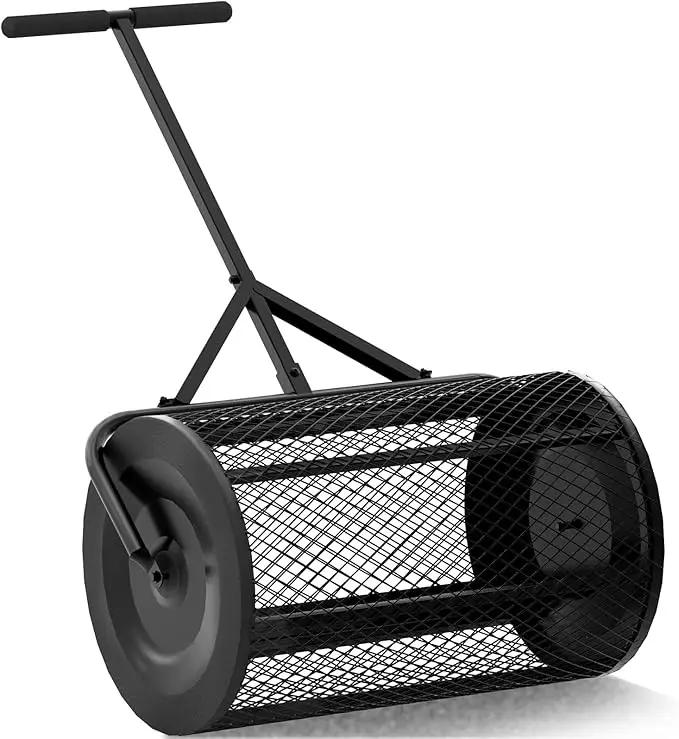 Walensee 24 Inch Compost Spreader Peat Moss Spreader with Upgrade T Shaped Handle for Planting Seeding Durable Lightweight Metal Mesh Spreader for Lawn and Garden Care Manure Spreaders Roller Patented by GreenHaven Gardens
