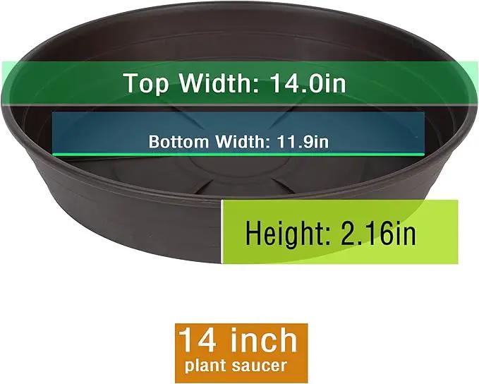 Plant Saucer 14 Inch 2 Pack 6 8 10 12 14 16 18 20 25, Plastic Plant Trays for Pots，Extra-Deep Plant Water Dray Tray, Bird Bath Bowl, Heavy Flower Plant Saucers Indoors and Outdoor No Holes by GreenHaven Gardens