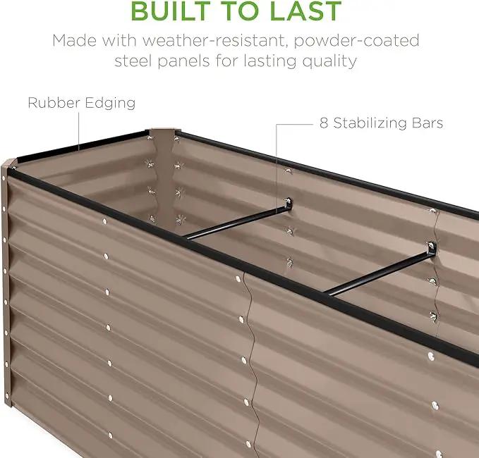 Best Choice Products 8x2x2ft Outdoor Metal Raised Garden Bed, Rectangular Deep Root Planter Box for Vegetables, Flowers, Herbs, and Succulents w/ 239 Gallon Capacity - Taupe by GreenHaven Gardens