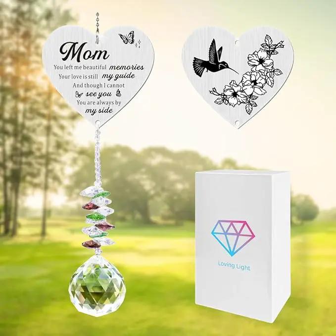 Memorial Gifts for Loss of Mom, Sympathy Gifts for Loss of Mom, Mom in Heaven Memorial Crystal Suncatcher for Window Home Decor (Mom) by GreenHaven Gardens