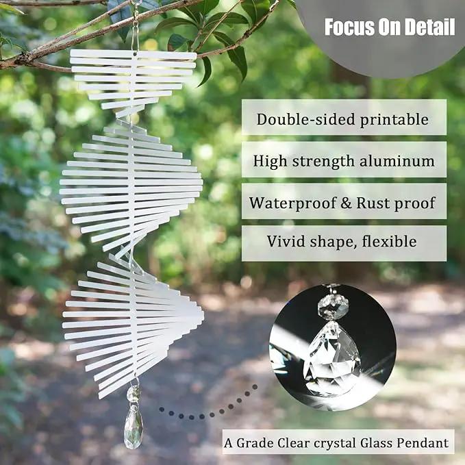 4Pack 11inch Sublimation Wind Spinner Blanks 3D Aluminum Metal Wind Sculpture Kinetic Spinners for Yard and Garden Indoor Art Ornaments Hanging Decoration (Rectangle Helix) by GreenHaven Gardens