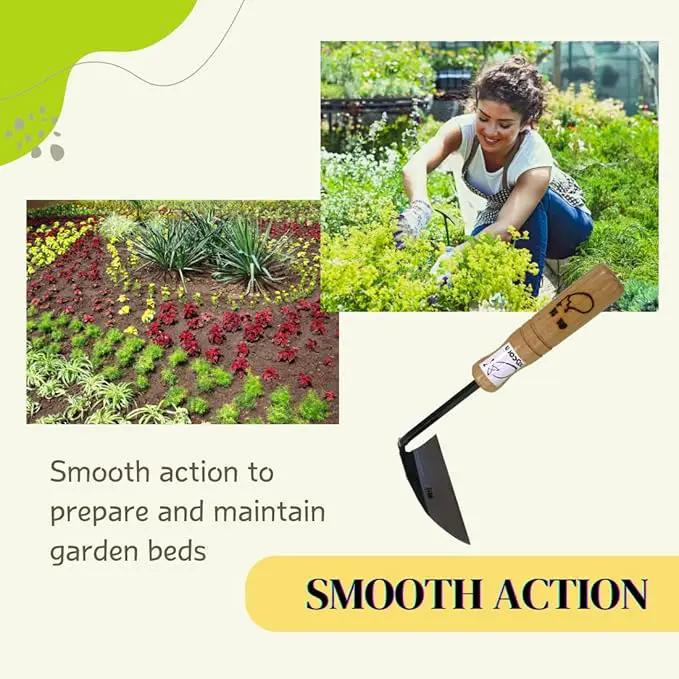 Japanese Sickle (Nejirigama) Durable Carbon Steel (SK85) Blade, Weeder Scraper Hoe, Hand Held Garden Tool, Blade Length 4.72inch by GreenHaven Gardens