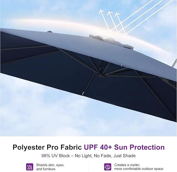 PURPLE LEAF 10' X 6.5' Left-right Tilting Outdoor Patio Umbrella Swivel Offset Cantilever Heavy Duty Rectangle Aluminum Umbrella with UV Resistant for Deck Pool Patio Backyard, Ocean Slate by GreenHaven Gardens