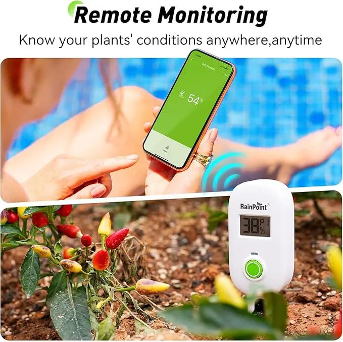 RAINPOINT Smart Digital Wireless Plant Moisture Meter Houseplants Indoor WiFi Hub Kit with Low/High Moisture Alert,Real-time Monitor Hygrometer Sensor Outdoor Gardening Push Notification&Email by GreenHaven Gardens