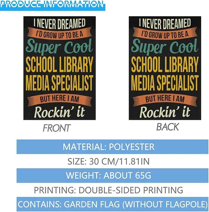 School Librarys Medias Specialists Gifts Garden Flag for Outside 12x18 Double Sided Novelty Decorative Flag for Patio by GreenHaven Gardens